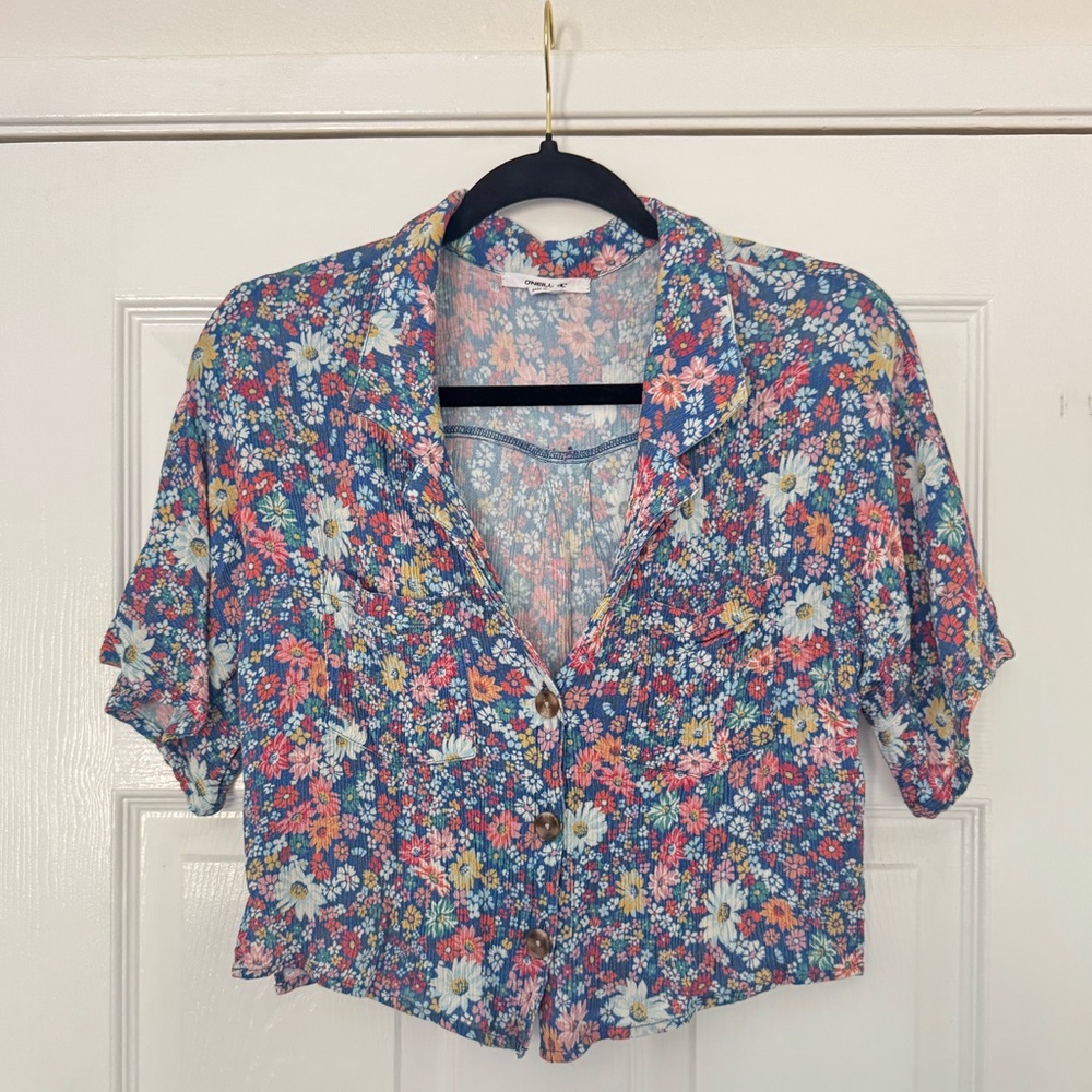 O'Neill Blue and Red Floral Blouse
